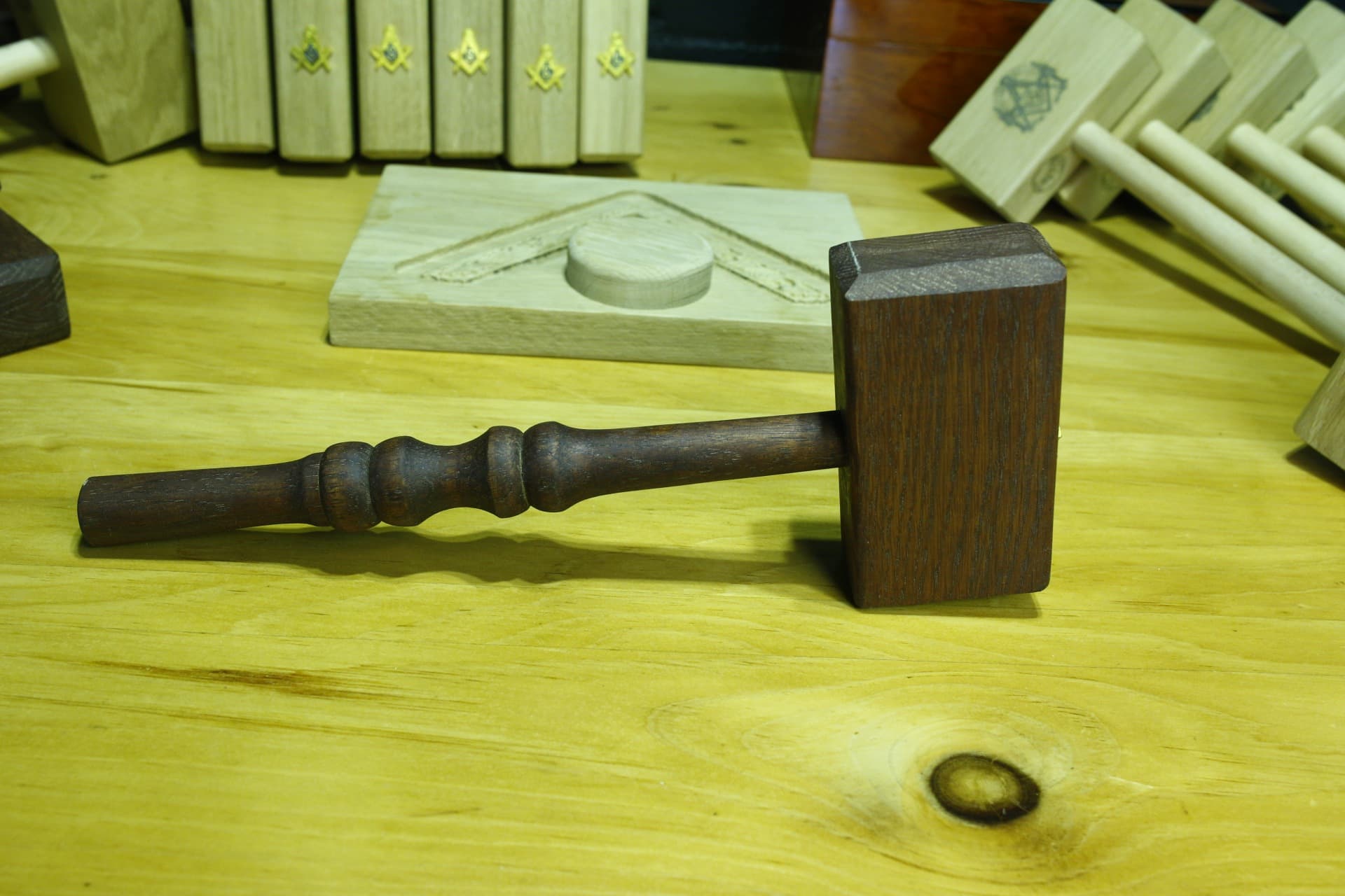 Red Oak Stained Gavel — view 2